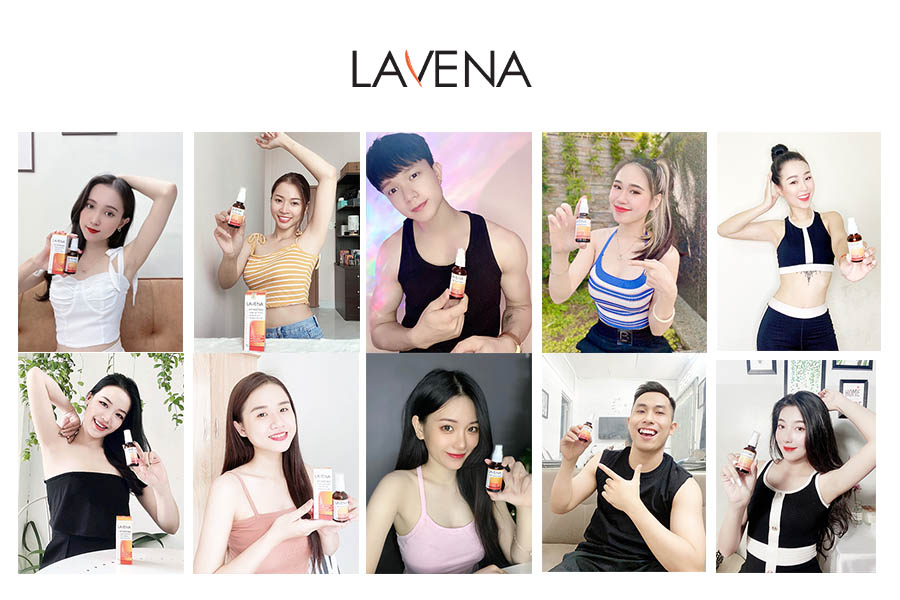 Hình ảnh khách hàng cùng xịt Lavena
