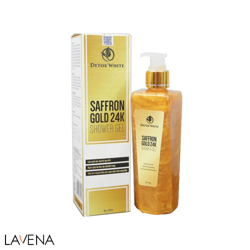 Sữa tắm trị thâm mông Saffron Gold 24k Shower Gel 350ml Detox White Hương